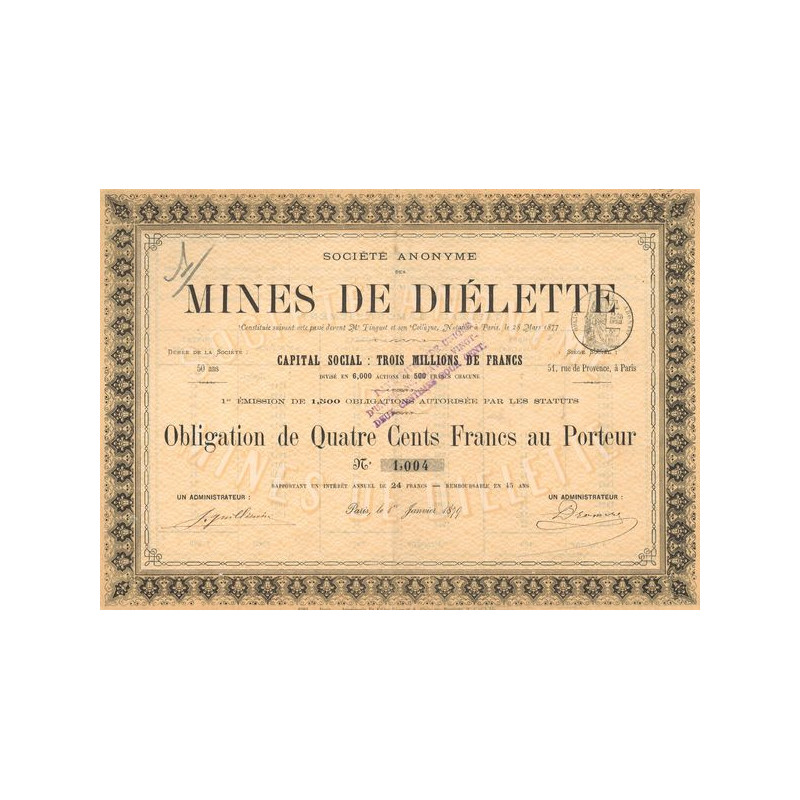 S.A. des Mines de Diélette (Obl 400 F)