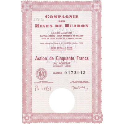 Cie des Mines de Huaron (Act 50 F)