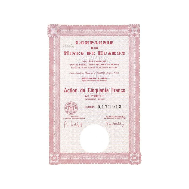 Cie des Mines de Huaron (Act 50 F)