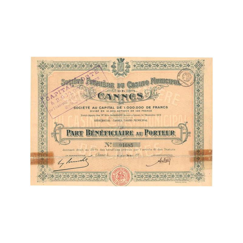 Sté Fermière du Casino Municipal de Cannes (PB)