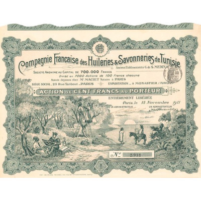 Cie Française des Huileries & Savonneries de Tunisie - Anc Ets G. de S. MEDINA (Act 100 F)