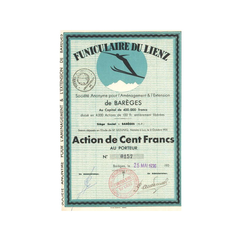 Funiculaire du Lienz S.A. pour l'Aménagement & l'Extention de Barèges (Act 100 F)