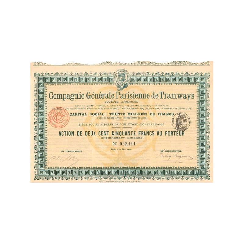 Cie Générale Parisienne de Tramways (Act 250 F)