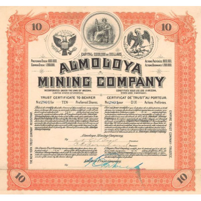 Almoloya Mining Company (Certif 10 Act Préférées)