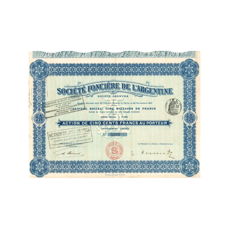 Sté Foncière de l'Argentine (Act 500 F)