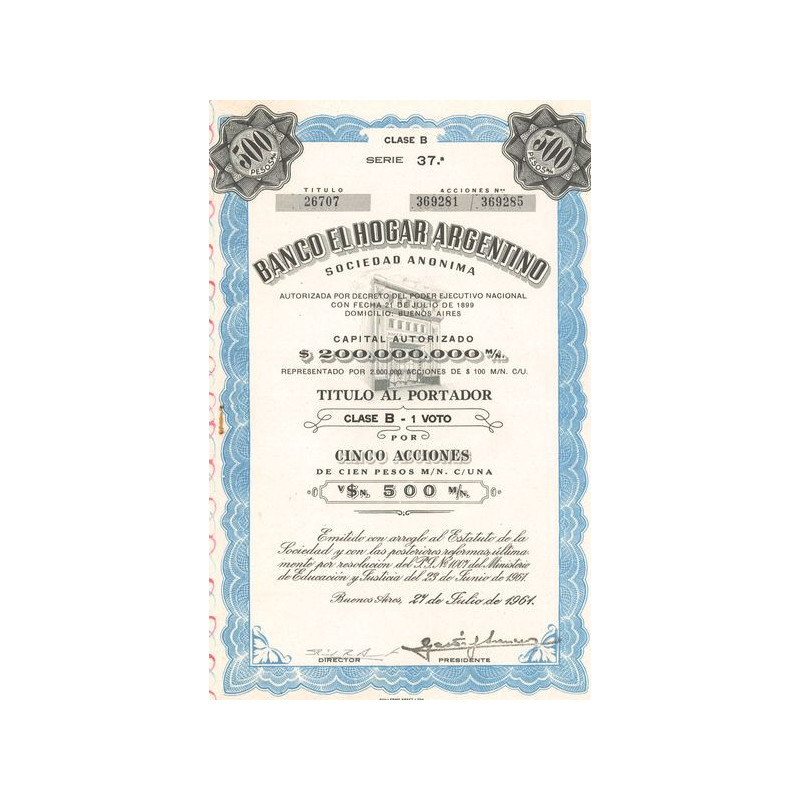 Banco El Hogar Argentino (Titre 05 Act 100 Pesos)
