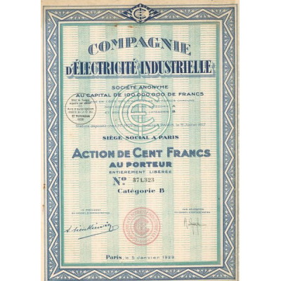 Cie d'Electricité Industrielle (Act 100 F)