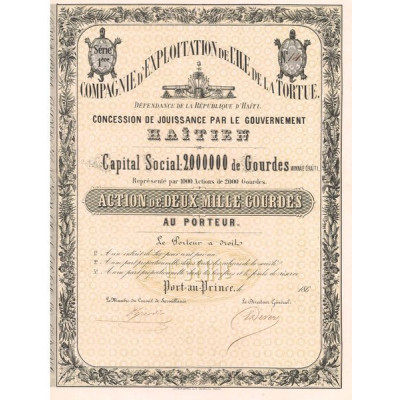 Cie d'Exploitation de l'Ile de la Tortue - Dépendance de la République d'Haïti - Concession de Jouissance par le Gouvernement Ha