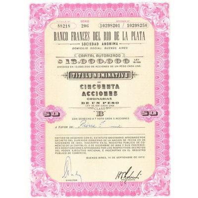 Banco Frances del Rio de la Plata (Titre 50 Act 1 Pesos)
