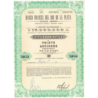 Banco Frances del Rio de la Plata (Titre 20 Act 1 Pesos)