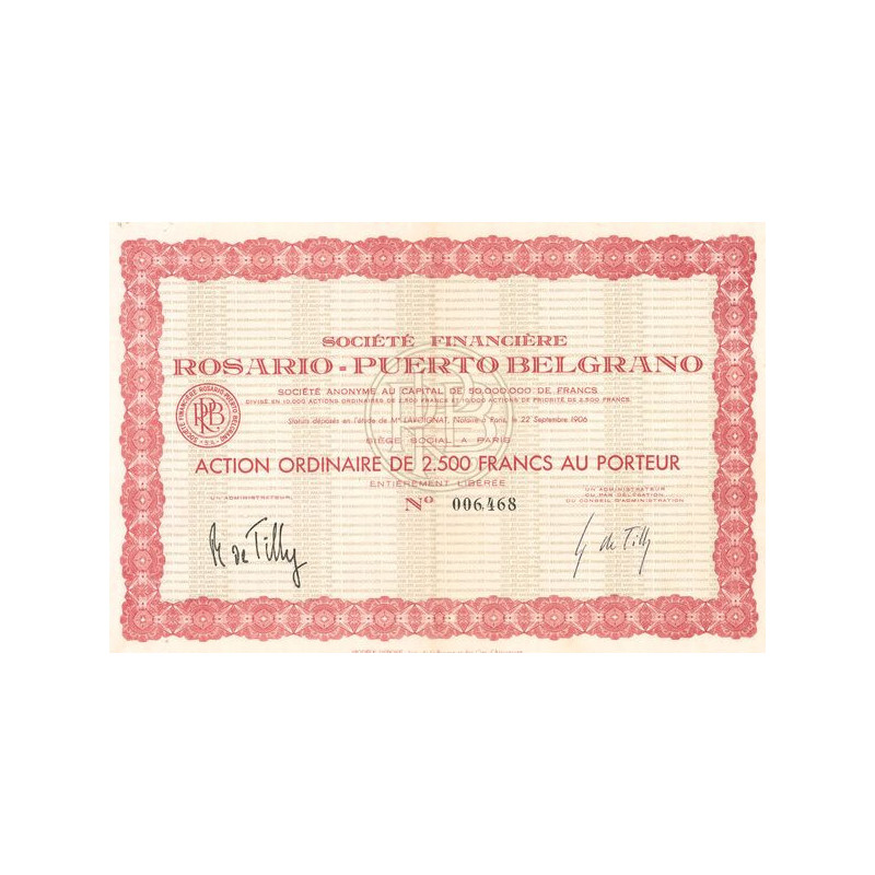 Sté Financière Rosario-Puerto Belgrano (Act 2500 F)