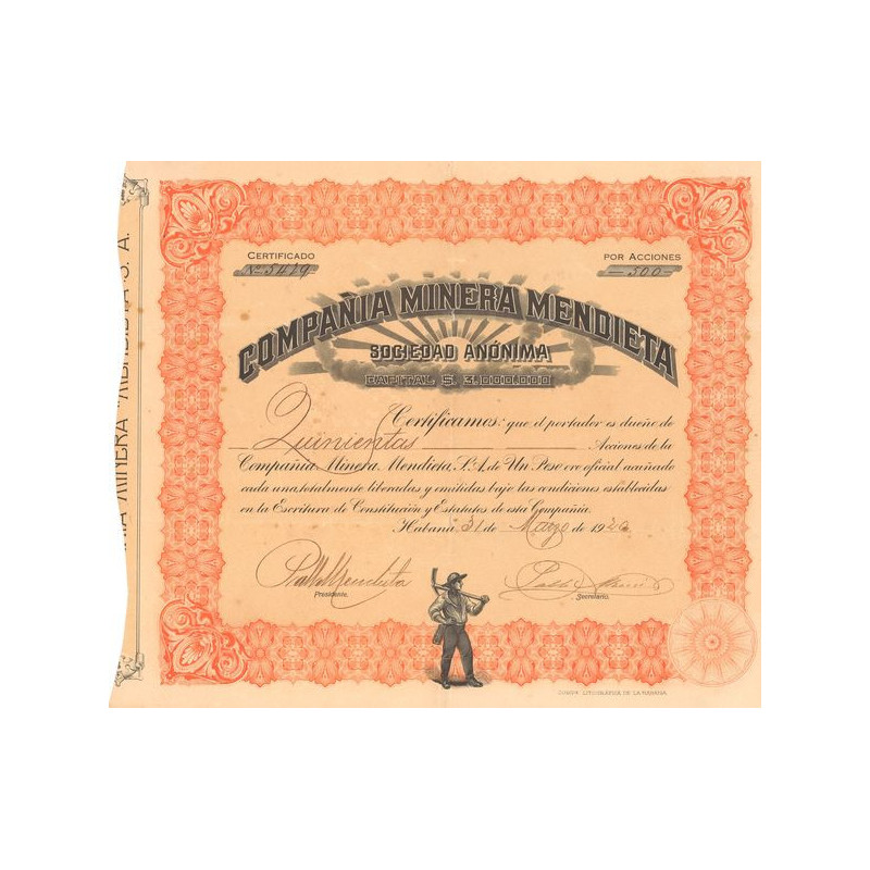 Compania Minera Mendieta (Certif 500 Acc)