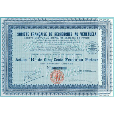 Sté Française de Recherches au Vénézuéla (Act B 500 F)