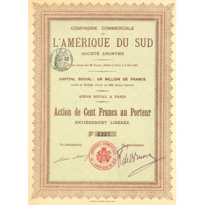 Cie Commerciale de l'Amérique du Sud (Act 100 F)