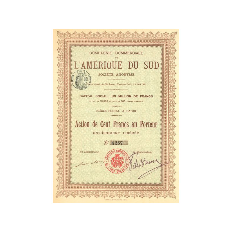 Cie Commerciale de l'Amérique du Sud (Act 100 F)