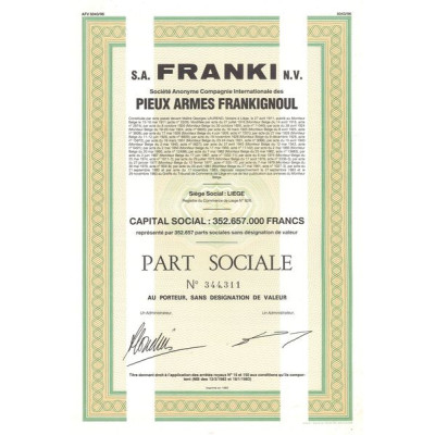 S.A. Franki N.V. Cie Internationale des Pieux Armés Frankignoul (Part Sociale)