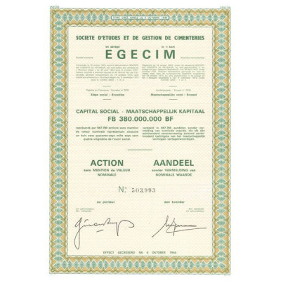Sté d'Etudes et de Gestion de Cimenteries - EGECIM (Act Sans Valeur Nominale)