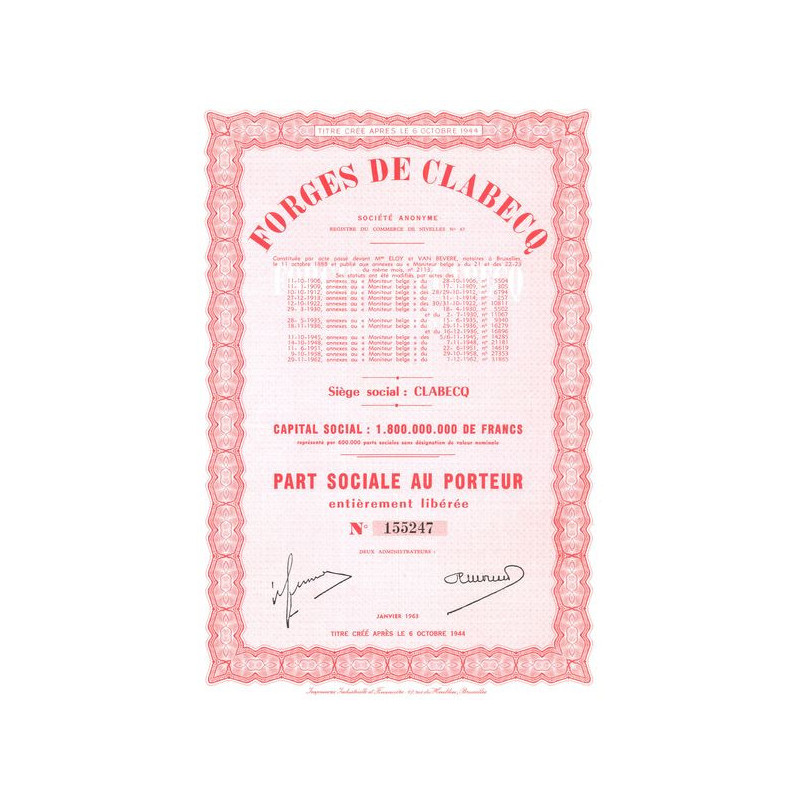 Forges de Clabecq (Part Sociale)