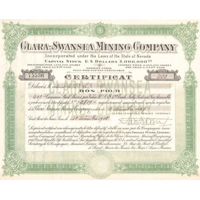 Clara-Swansea Mining Cy (Certif Nomin)