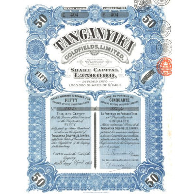 Tanganyika Goldfields Ltd (Titre 50 Act 5 shillings)