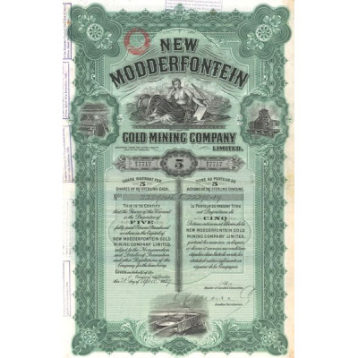 New Modderfontein Gold Mining Cy Ltd (Titre 5 Act 10 shillings)