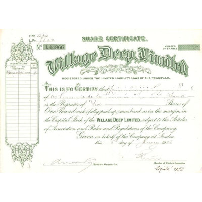 Village Deep Ltd (Certif Nomin)