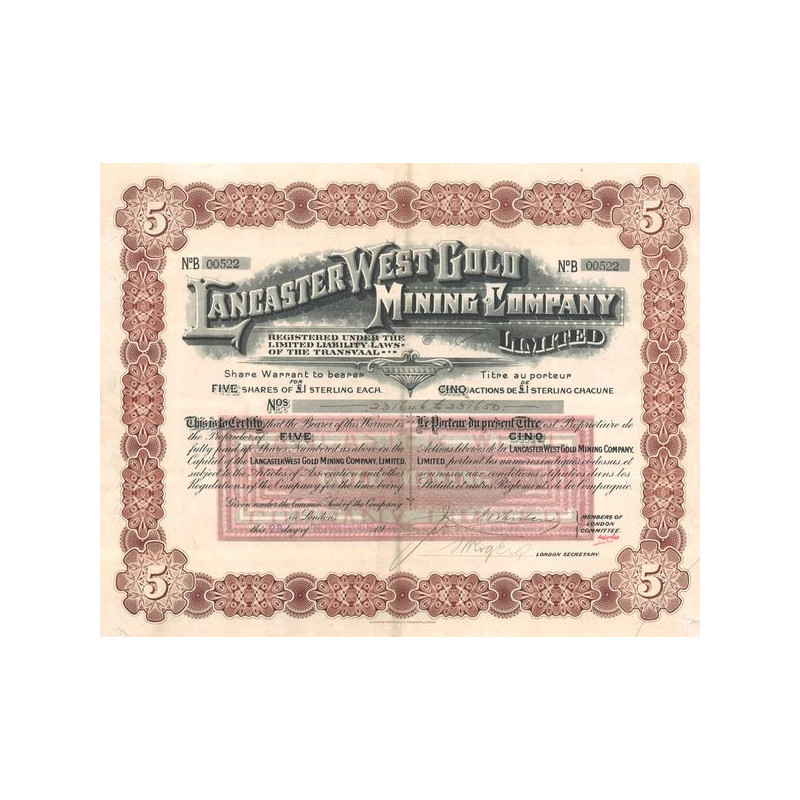 Lancaster West Gold Mining Cy Ltd (Titre 05 Act £1)