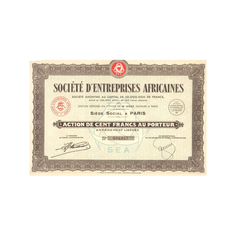 Sté d'Entreprises Africaines (Act 100 F) (Modele 2)