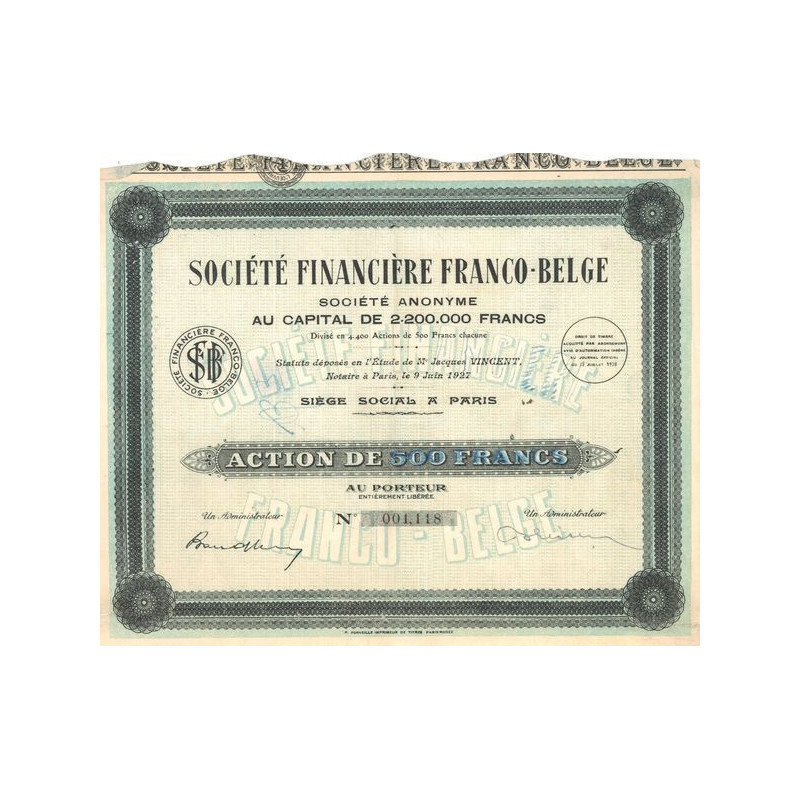 Sté Financière Franco-Belge S.A. (Act 500 F)
