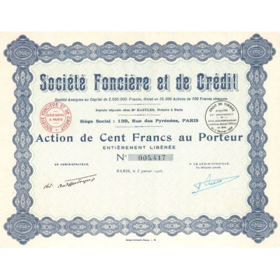 Sté Foncière et de Crédit (Act 100 F)