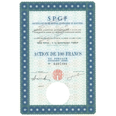 SPGF Sté Privée de Gestion Financière et Foncière (Act 100 F)