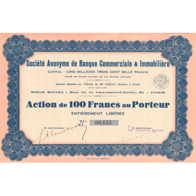 S.A. de Banque Commerciale & Immobilière (Act 100 F)