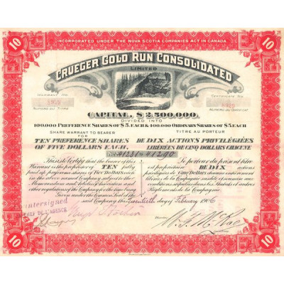 Crueger Gold Run Consolidated (Titre 10 Act 5$)(Rouge)
