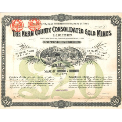 The Kern County Consolidated Gold Mines Ltd (Titre 20 Act 1£)
