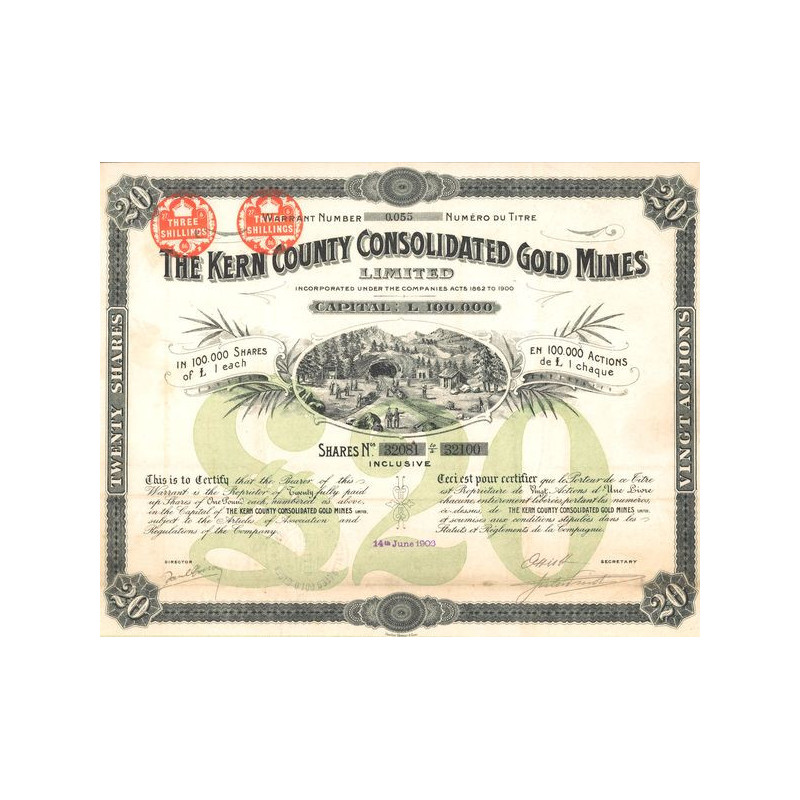 The Kern County Consolidated Gold Mines Ltd (Titre 20 Act 1£)