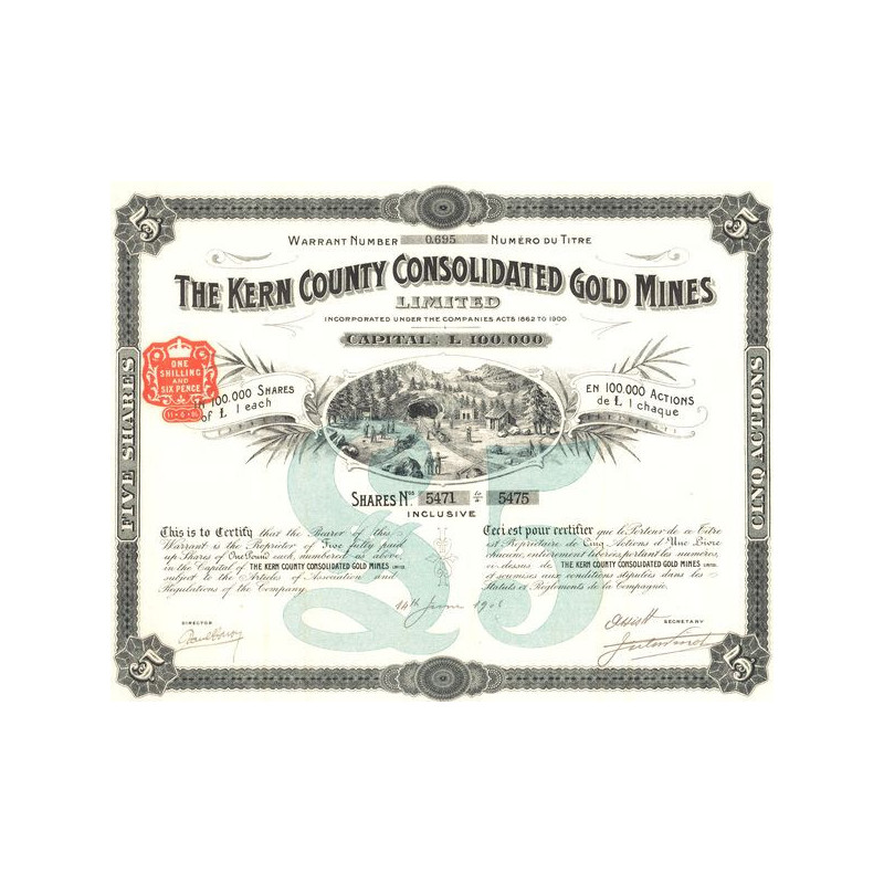 The Kern County Consolidated Gold Mines Ltd (Titre 05 Act 1£)