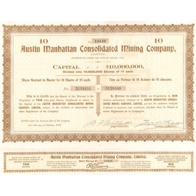 Austin Manhattan Consolidated Mining Cy (Titre 10 Act 1$)