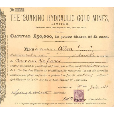The Guarino Hydraulic Gold Mines Ltd (Act 1£)