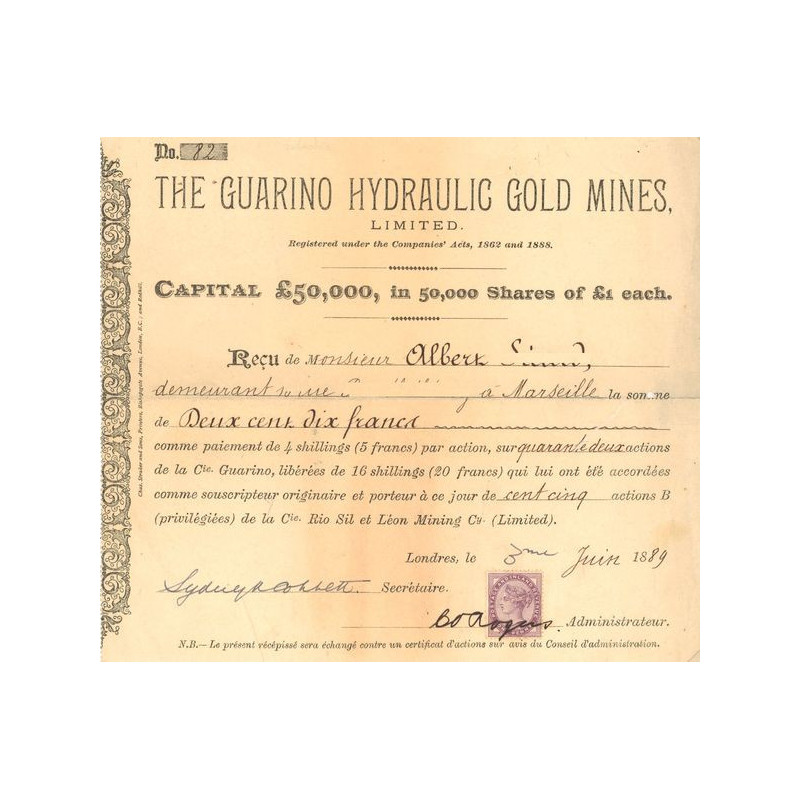 The Guarino Hydraulic Gold Mines Ltd (Act 1£)