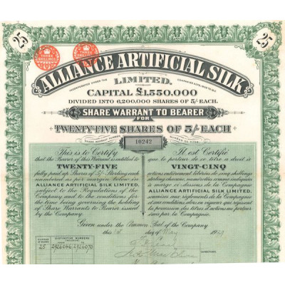 Alliance Artificial Silk Ltd (Titre 25 Act 5£)
