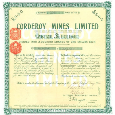 Corderoy Mine Ltd (Act 5£)