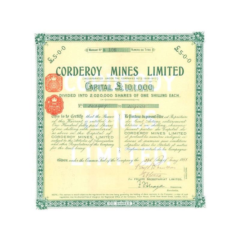 Corderoy Mine Ltd (Act 5£)