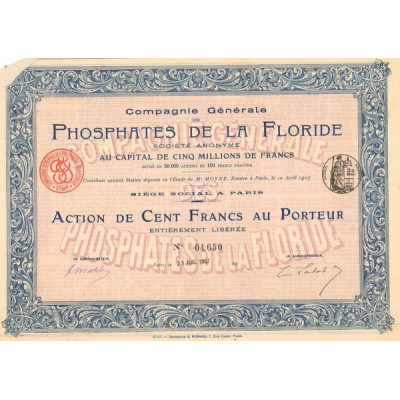Cie Gale des Phosphates de la Floride (Act 100 F)