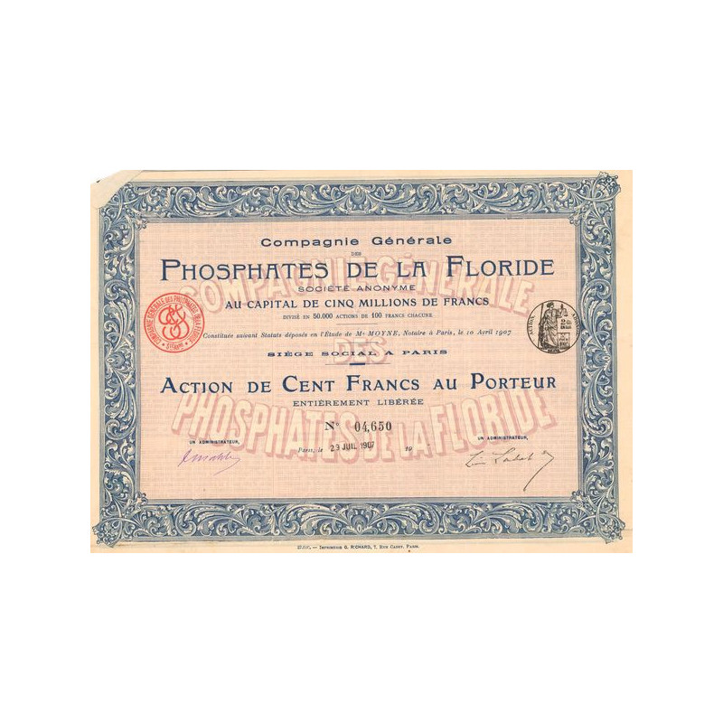 Cie Gale des Phosphates de la Floride (Act 100 F)