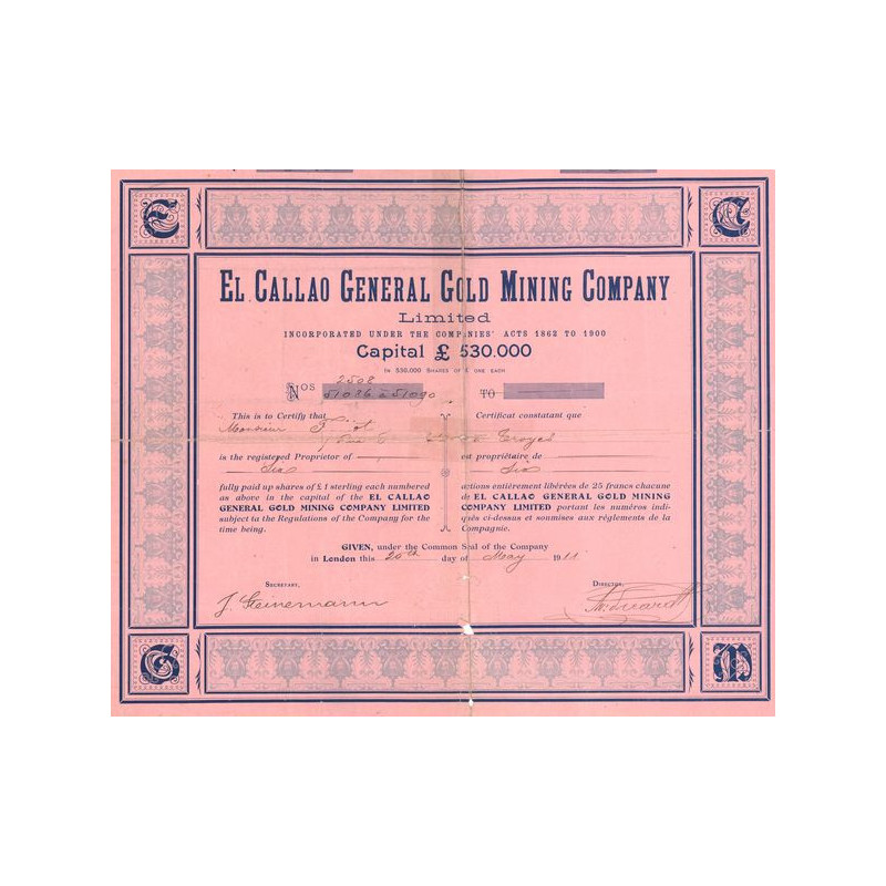 El Callao General Gold Mining Cy Ltd (Titre 06 Act)