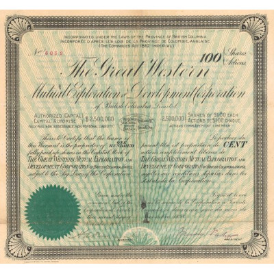 The Great Western Mutual Exploration and Development Corporation of British Columbia Ltd (Titre 100 Act 1£)