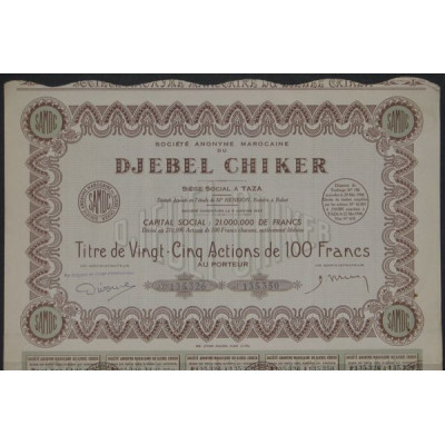 S.A. Marocaine du Djebel Chiker (titre 25 Ac)