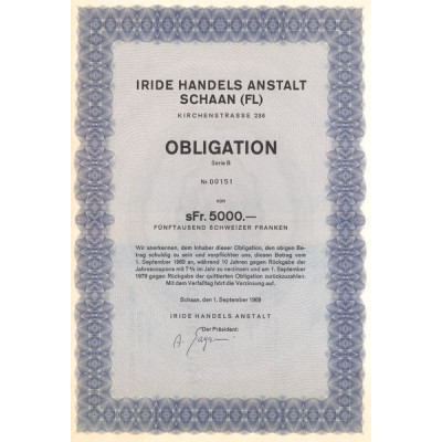 Iride Handels Anstalt (FL) Kirchenstrasse 236 - Serie B (Obl 5000 F)