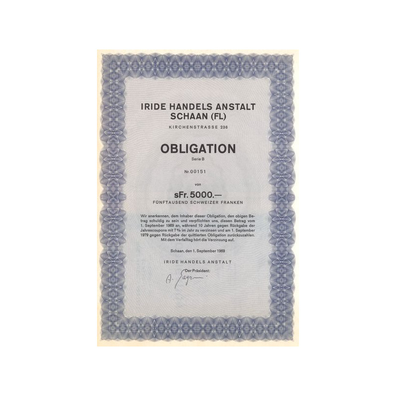 Iride Handels Anstalt (FL) Kirchenstrasse 236 - Serie B (Obl 5000 F)