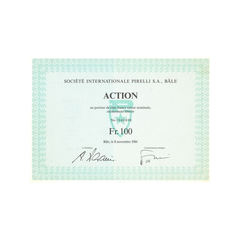 Sté Internation Pirelli S.A. Bâle (Act 100 F)